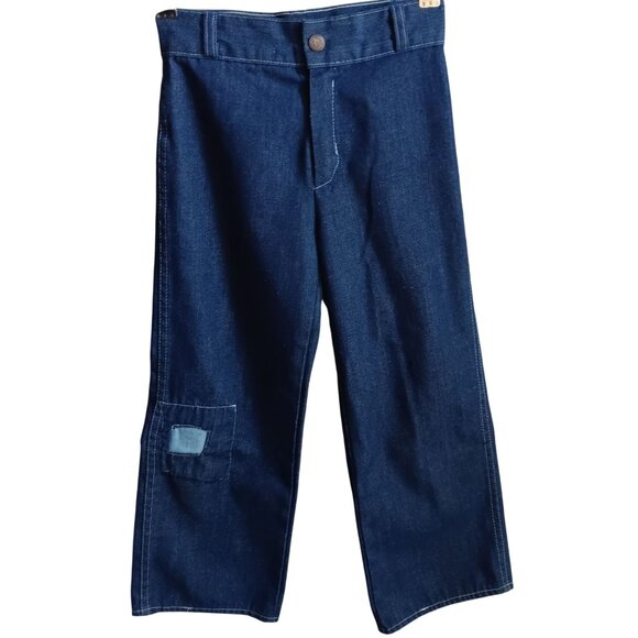 Vintage 1980's Girls JEANS 21x19 7 EMBROIDED Disco POCKET DENIM STRAIGHT SEARS - Picture 3 of 6